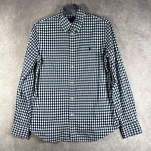 Ralph Lauren Button Down Shirt Boys Size 12 Navy Gingham Slim Fit Cotton Classic